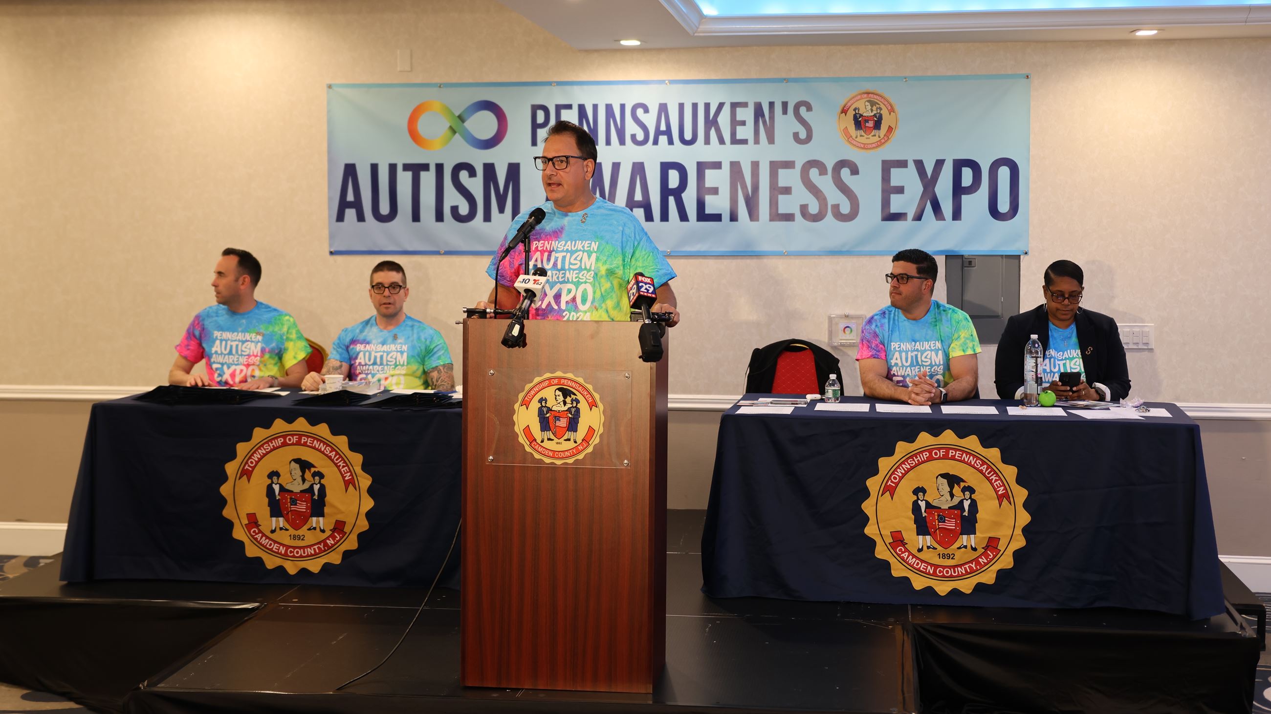 Mayor Marco DiBattista speaking at the Pennsauken Autism Awareness Expo